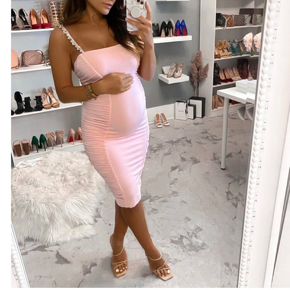 Solid pink bodycon dress